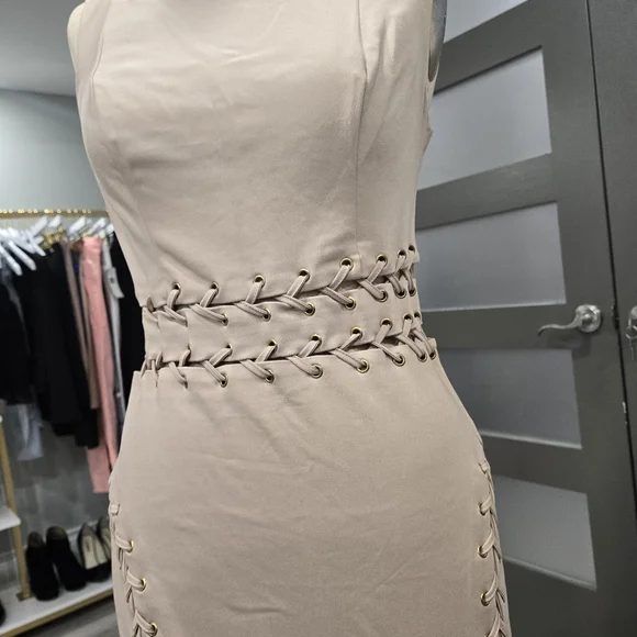 Guess Tan Ribbed Bustier Mini Dress - Picture 3 of 6